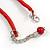 Cherry Red Cluster Wood Bead Cotton Cord Necklace - 52cm L/ 4cm Ext - view 6