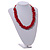 Cherry Red Cluster Wood Bead Cotton Cord Necklace - 52cm L/ 4cm Ext - view 2