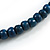 Dark Blue Button, Round Wood Bead Wire Necklace - 46cm L - view 6