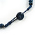 Dark Blue Button, Round Wood Bead Wire Necklace - 46cm L - view 5