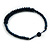 Dark Blue Button, Round Wood Bead Wire Necklace - 46cm L - view 7
