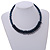 Dark Blue Button, Round Wood Bead Wire Necklace - 46cm L - view 2