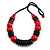Statement Chunky Red/ Black Wood Bead with Black Cotton Cord Necklace - 60cm L - view 4