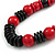 Statement Chunky Red/ Black Wood Bead with Black Cotton Cord Necklace - 60cm L - view 3