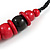 Statement Chunky Red/ Black Wood Bead with Black Cotton Cord Necklace - 60cm L - view 7