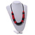 Statement Chunky Red/ Black Wood Bead with Black Cotton Cord Necklace - 60cm L - view 2