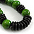 Statement Chunky Green/ Black Wood Bead with Black Cotton Cord Necklace - 60cm L - view 6