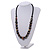 Black/ Brown Wood Bead Necklace - 66cm Long - view 2
