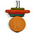 Multicoloured Multi Bar and Disk Geometric Wood Pendant with Black Cotton Cord - 80cm Long Adjustable