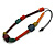 Multicoloured Geometric Wooden Bead Necklace with Black Cotton Cord - 80cm Long Adjustable - view 6