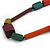 Multicoloured Geometric Wooden Bead Necklace with Black Cotton Cord - 80cm Long Adjustable - view 3