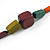 Multicoloured Geometric Wooden Bead Necklace with Black Cotton Cord - 80cm Long Adjustable - view 4