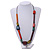 Multicoloured Geometric Wooden Bead Necklace with Black Cotton Cord - 80cm Long Adjustable - view 2