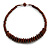 Brown Button, Round Wood Bead Wire Necklace - 46cm L - view 4