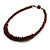 Brown Button, Round Wood Bead Wire Necklace - 46cm L - view 3