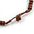 Brown Button, Round Wood Bead Wire Necklace - 46cm L - view 6