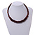 Brown Button, Round Wood Bead Wire Necklace - 46cm L - view 2