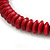 Cherry Red Button, Round Wood Bead Wire Necklace - 46cm L - view 3