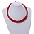 Cherry Red Button, Round Wood Bead Wire Necklace - 46cm L - view 2