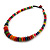 Multicoloured Button, Round Wood Bead Wire Necklace - 46cm L - view 3
