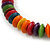 Multicoloured Button, Round Wood Bead Wire Necklace - 46cm L - view 4