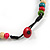 Multicoloured Button, Round Wood Bead Wire Necklace - 46cm L - view 5
