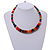 Multicoloured Button, Round Wood Bead Wire Necklace - 46cm L - view 2