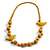 Yellow Wood Bead Bird Long Necklace - 80cm Long - view 3