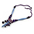 Tribal Wood/ Ceramic Bead Cotton Cord Necklace in Purple - 60cm Long/ 10cm Long Front Drop - view 5