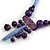 Tribal Wood/ Ceramic Bead Cotton Cord Necklace in Purple - 60cm Long/ 10cm Long Front Drop - view 4