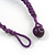 Tribal Wood/ Ceramic Bead Cotton Cord Necklace in Purple - 60cm Long/ 10cm Long Front Drop - view 7
