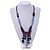 Tribal Wood/ Ceramic Bead Cotton Cord Necklace in Purple - 60cm Long/ 10cm Long Front Drop - view 2