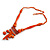 Tribal Wood/ Ceramic Bead Cotton Cord Necklace in Orange - 60cm Long/ 10cm Long Front Drop - view 3