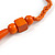 Tribal Wood/ Ceramic Bead Cotton Cord Necklace in Orange - 60cm Long/ 10cm Long Front Drop - view 6