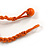 Tribal Wood/ Ceramic Bead Cotton Cord Necklace in Orange - 60cm Long/ 10cm Long Front Drop - view 7