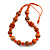 Orange/ Black Wood Bead Cotton Cord Necklace - 80cm Max Length - Adjustable - view 7
