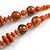 Orange/ Black Wood Bead Cotton Cord Necklace - 80cm Max Length - Adjustable - view 4