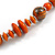 Orange/ Black Wood Bead Cotton Cord Necklace - 80cm Max Length - Adjustable - view 6