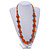 Orange/ Black Wood Bead Cotton Cord Necklace - 80cm Max Length - Adjustable - view 2