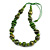 Lime Green Wood Bead Grass Green Cotton Cord Necklace - 80cm Max Length - Adjustable - view 3