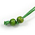 Lime Green Wood Bead Grass Green Cotton Cord Necklace - 80cm Max Length - Adjustable - view 7