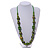 Lime Green Wood Bead Grass Green Cotton Cord Necklace - 80cm Max Length - Adjustable - view 2