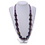 Deep Purple  Wood Bead Cotton Cord Necklace - 80cm Max Length - Adjustable - view 2