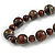 Brown/ Black Wood Bead Cotton Cord Necklace - 80cm Max Length - Adjustable - view 3