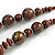 Brown/ Black Wood Bead Cotton Cord Necklace - 80cm Max Length - Adjustable - view 5