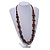 Brown/ Black Wood Bead Cotton Cord Necklace - 80cm Max Length - Adjustable - view 2