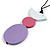 Lilac/ Pink/ White Wood Bird and Bead Pendant with Black Cotton Cord - Adjustable - 84cm Long/ 11cm Pendant - view 5