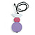 Lilac/ Pink/ White Wood Bird and Bead Pendant with Black Cotton Cord - Adjustable - 84cm Long/ 11cm Pendant - view 4