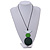 Dark Green/ Grass Green/ White Wood Bird and Bead Pendant with Black Cotton Cord - Adjustable - 84cm Long/ 11cm Pendant - view 2