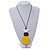 Yellow/ Brown/ White Wood Bird and Bead Pendant with Black Cotton Cord - Adjustable - 84cm Long/ 11cm Pendant - view 2